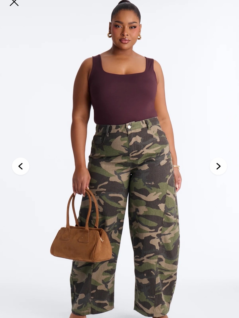 Women’s Camo Distressed barrel Pants - Olive Camo